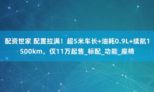 配资世家 配置拉满！超5米车长+油耗0.9L+续航1500km，仅11万起售_标配_功能_座椅